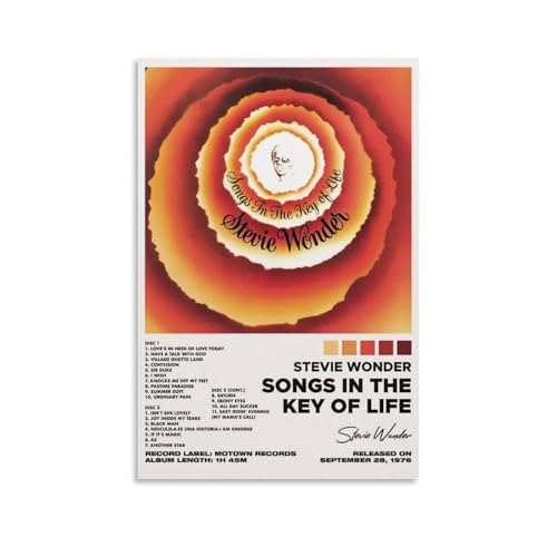 Stevie Wonder Songs in The Key of LifeMotivierende Wandkunst, inspirierende Poster, Druck, Leinwand, Zuhause, Wohnzimmer, Schlafzimmer, Dekoration, moderne Designs, ungerahmt, 50 x 75 cm von WTZRFV