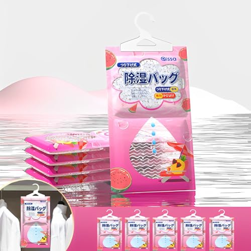 WTZWYFWJ 5 Pack Hänge-Luftentfeuchter,Kleiderschrank-Entfeuchter zum Aufhängen,Luftentfeuchter Beutel zum Hängen Schrank Entfeuchter Beutel Entfeuchter Schrank für Aufbewahrung, Badezimmer, Keller von WTZWYFWJ