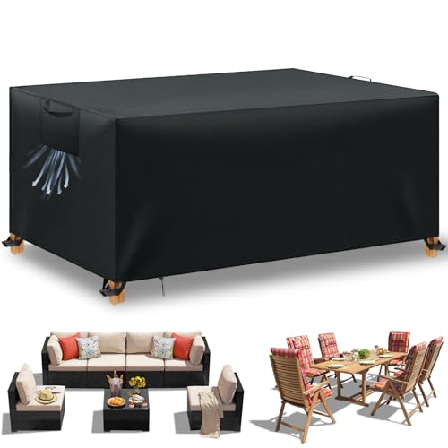 WUAYAMI Gartenmöbel Abdeckung wasserdichte Abdeckplane Gartenmöbel Winddicht Anti-UV Schwerlast 420D -Oxford Gewebe für Sitzgruppe Gartentische Terrassenmöbel Black, 210x110x74 von WUAYAMI