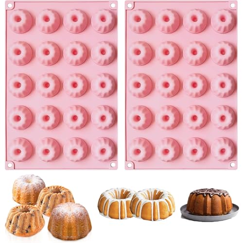 WUBAYI 2 Pack Silikon Backformen für Silikon Muffinblech Kuchenform Donut Form und Cakesicle Formen - Mini Savarin Style - Lebensmittelqualität Antihaft Wiederverwendbar von WUBAYI