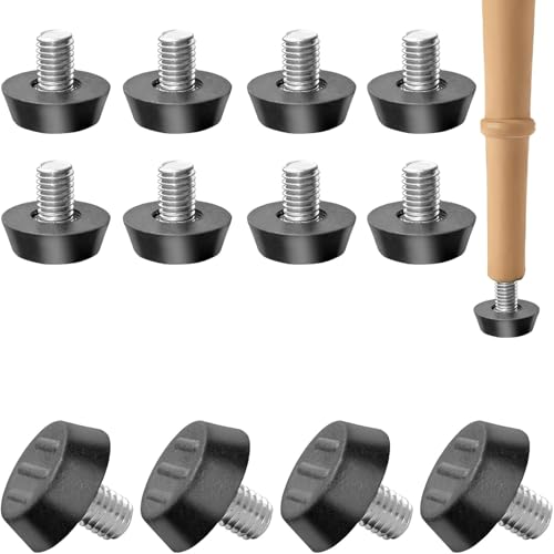 WUBAYI Gummifüße für Gartenmöbel, M6 x 20 mm, mit verstellbaren Nivellierfüßen, rutschfeste Schraubschoner für Möbelbeine, 20 Stück von WUBAYI