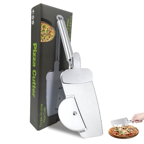WUBAYI Premium Pizzaschneider, Pizza aus Edelstahl, Scharfer Pizzaschneider mit Pizzaspachtel, Küchen-Mehrzweck-Pizza schneider, Spülmaschinengeeignet Pizza Cutter von WUBAYI