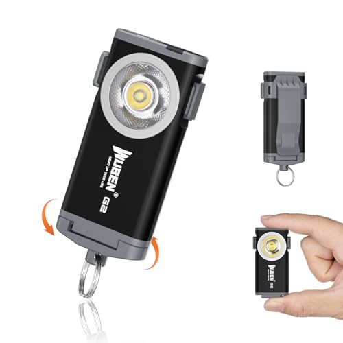 WUBEN G2 LED Mini Taschenlampe 500 Lumen Schlüsselbundlicht Wiederaufladbar Tragbar Magnetisches Schlankes COB Lampe Mit Rückenclip 5 Modi Licht EDC Taschenlampe Für Reisen Camping Suche (Schwarz) von WUBEN