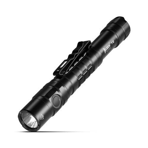 WUBEN T2 AA Taschenlampen 550 Lumen, EDC-Taschenlampe, Dual-Switch-Taschenlampe, taktische Taschenlampe 5 Modi, IP68 wasserdichte Taschenlampe für Outdoor-Camping, Wandern, Survival-Notfall-Backup von WUBEN