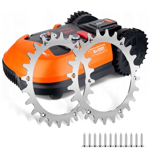 2 Stück Edelstahl Spikes für Worx Worx Landroid Modell L und Vision,Traktionsverbesserung Roboter-12x Edelstahl Schrauben-Poliert Entgratet-Roboter Radgröße Durchmesser 225mm von WUCHAITOO