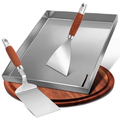 Premium Plancha Set mit Grillspachtel -30x40cm Edelstahl Grillplatte Universal Grillschale für Gasgrill und Kohlegrill-Massive 4mm Edelstahl Grillplatte Premium Plancha Set mit Grillspachtel -30x40cm Edelstahl Grillplatte Universal Grillschale für Gasgrill und Kohlegrill-Massive 4mm Edelstahl Grillplatte von WUCHAITOO