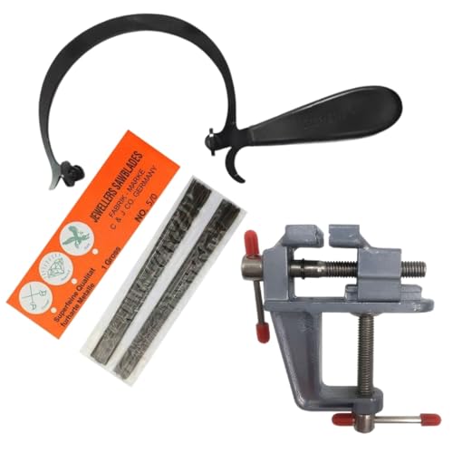 Mini-Juwelier-Tischklemme, Juwelier-Sägerahmen, 144 Klingen, Schmucksägen-Set mit Klemme, Mini-Bankschraubstock Mini-Juwelier-Tischklemme, Juwelier-Sägerahmen, 144 Klingen, Schmucksägen-Set mit Klemme, Mini-Bankschraubstock von WUCID