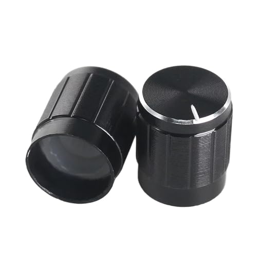 10 Stück WH148 15 x 17 mm Potentiometer-Knopfkappe, schwarze Aluminiumlegierung, Knopfkappen for Drehschalter, Lautstärkeregler von WUDCW