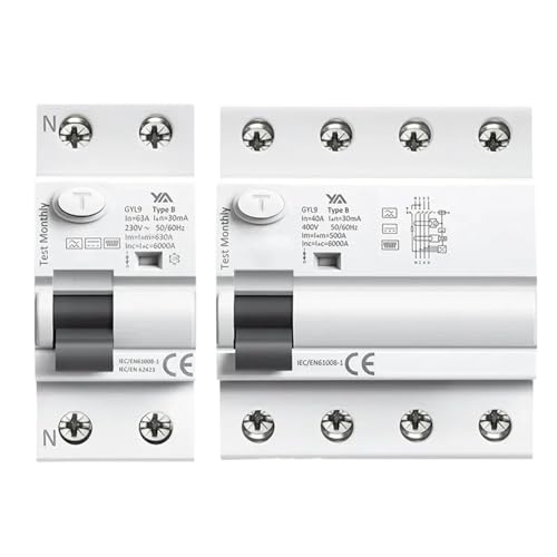 GYL9 B RCD Din-Schienen-Fehlerstrom-Schutzschalter DC 2-polig 40 A 63 A 30 mA 100 mA 300 mA 6 kA Gleichstrom (6 mA)(63A,2P 100mA(0.1A)) von WUDCW