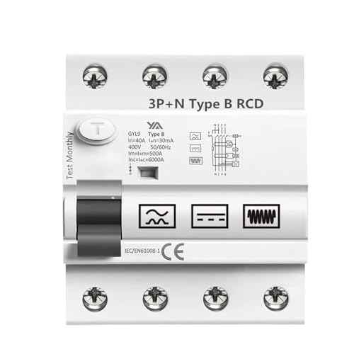 GYL9 Typ B RCD Din-Schiene Erdschlussstromschutzschalter DC RCD 2P 4P 63A 30mA 100mA 300mA 6KA(4P-63A-300mA) von WUDCW