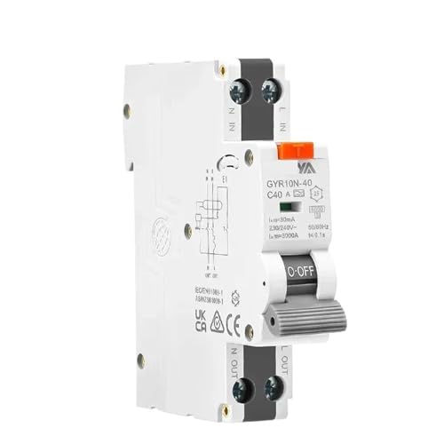 GYR10N-40 Elektronischer RCBO 18 mm 230 V 1P+N 6KA Fehlerstromschutzschalter mit Überstromschutz, max. 40 A, 30 mA(Type AC,40A 30mA) von WUDCW