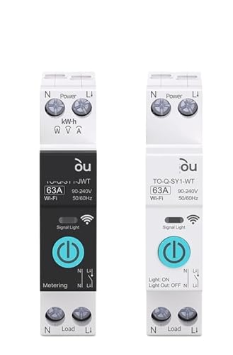 Leistungsschalter Energiezähler 1P 16A DIN-Schiene(Black with metering,63A) von WUDCW