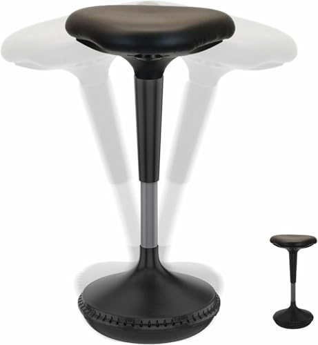 WUDLEP Ergonomischer Wobble Sitz Stehhhocker, Höhenverstellbarer Bürohocker (47–64 cm), 264Lbs Load Arbeitshocker mit Swing und Wobble Funktionen zur Vorbeugung von Rücken- und Nackenschmerzen von WUDLEP