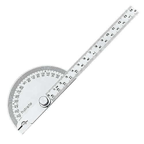 WUDQIJI 14cm Winkelmesser Edelstahl Gradmesser 0-180 Grad Winkelmesser Lineal 180° Winkelmesser Goniometer Winkellineal Rotating Winkelmesser für Studenten Maschinisten Tischler von WUDQIJI