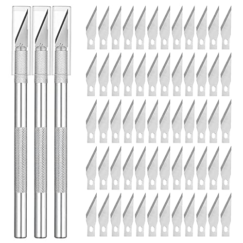 WUDQIJI Bastelmesser Skalpell Set 63 Stück Hobbymesser Schnitzmesser Cuttermesser Skalpell Basteln Set Precision Carving Craft Messer Set Cutter Messer mit Schutzkappe für DIY Art Work Cutting WUDQIJI Bastelmesser Skalpell Set 63 Stück Hobbymesser Schnitzmesser Cuttermesser Skalpell Basteln Set Precision Carving Craft Messer Set Cutter Messer mit Schutzkappe für DIY Art Work Cutting von WUDQIJI