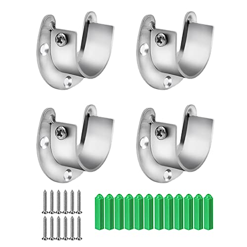 WUDQIJI Kleiderstange Rundrohr Halterung 4 Stück 25mm Kleiderstangenhalter Kleiderstange Stangenhalterung U-förmigen Halterungen Kleiderschrank Halterung Rundrohr-Halterung mit Schrauben (25MM) von WUDQIJI