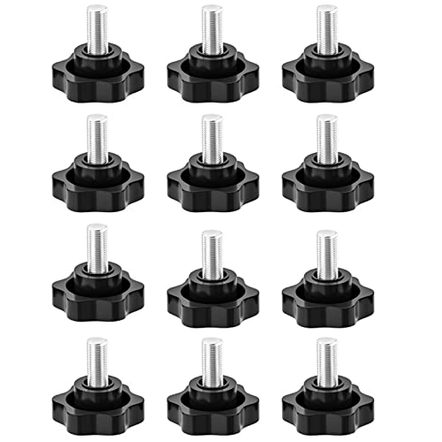 WUDQIJI Sternschraube Rändelschraube 12 Stück Klemmknopf Griff Sterngriff Schrauben Sternkopfschraube Sternform Kopf Klemmmutter Rändel Sterngriff Schraube Sterngriffmutter (M6*12mm) von WUDQIJI