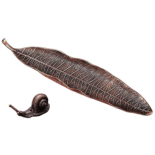 WUDQIJI Räucherstäbchenhalter Ash Catcher 21,3cm Lang Räuchergefäß Metall Räuchergefäß Weihrauchhalter Blattform Räucherstäbchenbrenner mit Schnecke für Zuhause Büro Yoga Meditation WUDQIJI Räucherstäbchenhalter Ash Catcher 21,3cm Lang Räuchergefäß Metall Räuchergefäß Weihrauchhalter Blattform Räucherstäbchenbrenner mit Schnecke für Zuhause Büro Yoga Meditation von WUDQIJI