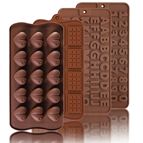 WUDQIJI Schokoladenformen 4 Stück Silikon Pralinenform Set Silikonformen Silikon Schokoladenform Lebensmittelqualität antihaftbeschichtet für DIY Schokolade Praline Süßigkeiten(4 Formen) von WUDQIJI