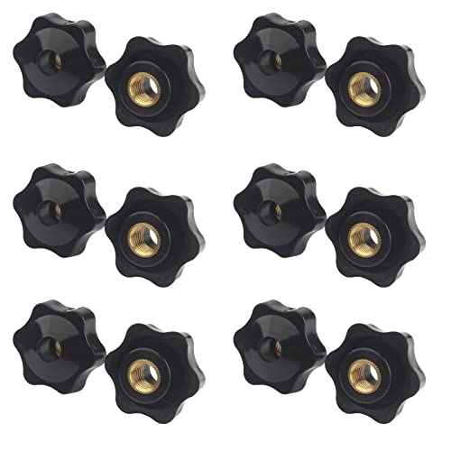 WUDQIJI Sterngriffmutter Stern Muttern 12 Stück M6 × 32 MM Innengewinde Klemmknopf Griffmuttern Rändelmutter Klemmmutter Durch Loch Star Kopf für Maschinen Industrie Elektronischen Geräten (M6) von WUDQIJI