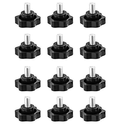 WUDQIJI Sternschraube Rändelschraube 12 Stück Klemmknopf Griff Sterngriff Schrauben Sternkopfschraube Sternform Kopf Klemmmutter Rändel Sterngriff Schraube Sterngriffmutter (M5*30mm) von WUDQIJI