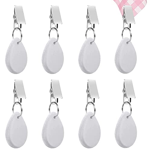 Wuzdy 8 Stück Tischdeckenbeschwerer Marmor, Tischdeckenbeschwerer Set, Tischdeckenbeschwerer Stein, Tischdecken Gewichte, Weiß Oval, Für Familie Party, Camping Picknick, Party, Garten Tischplatten von Wuzdy