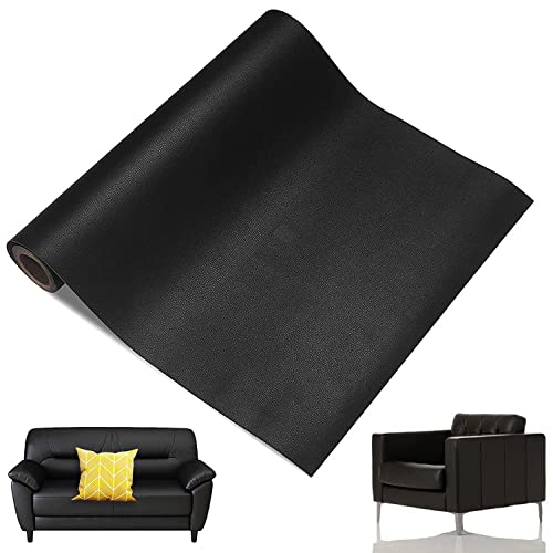 Leder Patch Kit, Leder Reparatur Set, Kunstleder Selbstklebende, Leder Patch Selbstklebend, Leder Reparatur Patch, Für Sofas, Bürostuhl, Autositze, Diy Handwerk (60 x 137cm, Schwarz) von Wuzdy