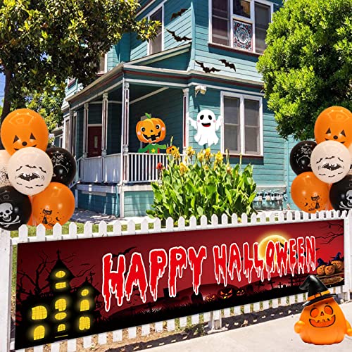 Halloween Banner Große Halloween Dekoration Banner Halloween Hängende Banner Dekoration Hängende Yard Banner für den Außen Innen Veranda Gartenzaun Garage Banner Terrasse Halloween Party Dekoration-2 von WUERKIYA