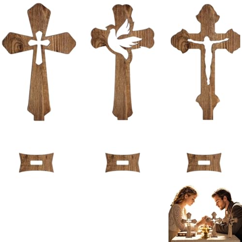 WUERKIYA Kaltner Präsente Geschenkidee, katholische Holzkreuze, Set mit drei Kruzifixen aus Holz – elegante und symbolische Tischdekorationen für das Abendmahl, katholische Kreationen, ideal für jede WUERKIYA Kaltner Präsente Geschenkidee, katholische Holzkreuze, Set mit drei Kruzifixen aus Holz – elegante und symbolische Tischdekorationen für das Abendmahl, katholische Kreationen, ideal für jede von WUERKIYA