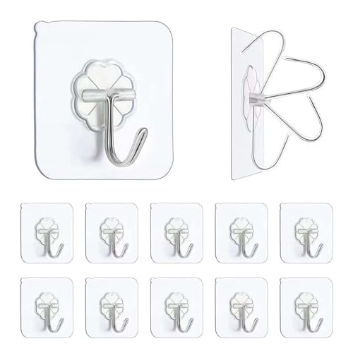 klebehaken Selbstklebende Haken, Klebehaken Transparent, Selbstklebend Haken, Klebehaken Extra Stark, Haken Selbstklebend - Hochwertige Klebehaken Extra Stark, Wasserdicht und Ölbeständig, für Zuhause von WUERKIYA