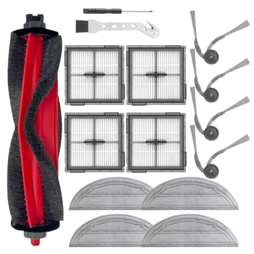 WUERQIE 15 Packungen Zubehör-Set, kompatibel mit Roborock Q10 S5/Q10 S5+ Roboter-Staubsauger. Ersatzteile enthalten 1 Hauptbürste, 4 Wischmopp-Kleidung, 4 Hepa-Filter, 4 Seitenbürsten von WUERQIE