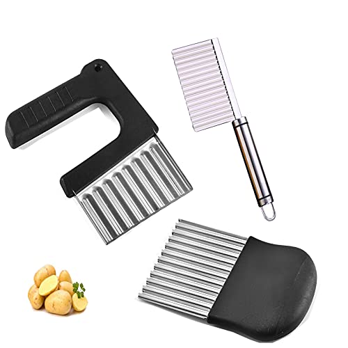 WUERQIE 3 Stücke Kartoffelschneider, Wellenschneider aus Edelstahl Kartoffelschneider Gemüse Chopper Veggie Slicer Langlebige Küchenhelfer Cutter von WUERQIE