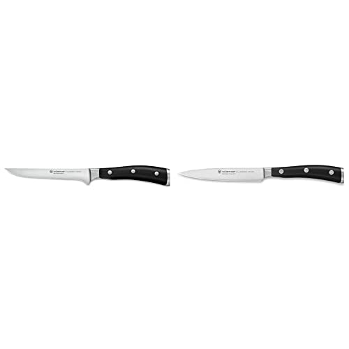 WÜSTHOF Classic Ikon Ausbeinmesser 14 cm & Classic Ikon Gemüsemesser 12 cm, Schwarz von WÜSTHOF