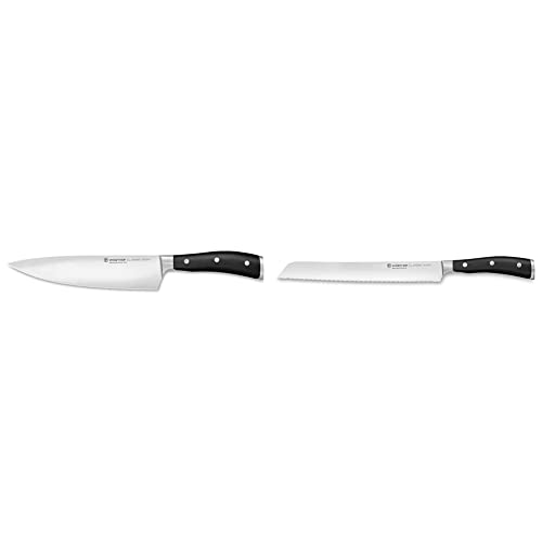 WÜSTHOF Classic Ikon Kochmesser 20 cm, Schwarz & Classic Ikon Brotmesser 23 cm von WÜSTHOF