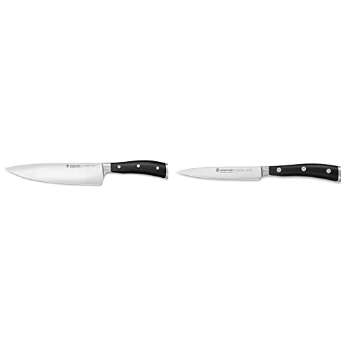 WÜSTHOF Classic Ikon Kochmesser 20 cm, Schwarz & Classic Ikon Gemüsemesser 12 cm, Schwarz von WÜSTHOF