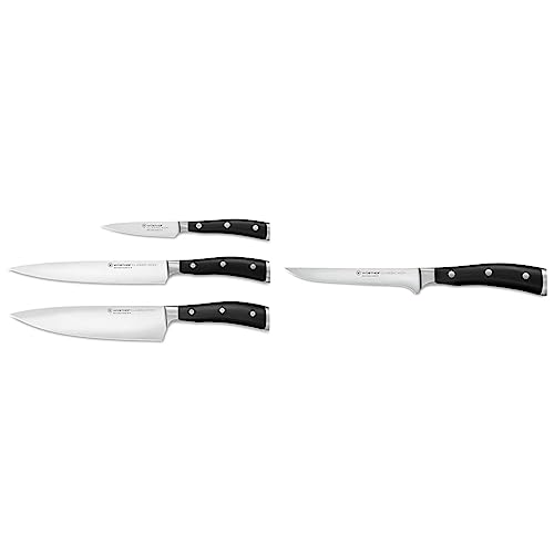 WÜSTHOF Classic Ikon Messersatz mit 3 Messern & Classic Ikon Ausbeinmesser 14 cm von WÜSTHOF