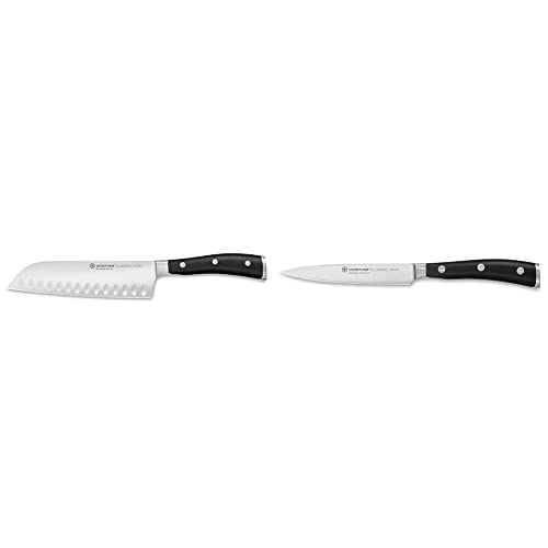 WÜSTHOF Classic Ikon Santoku 17 cm & Classic Ikon Gemüsemesser 12 cm, Schwarz von WÜSTHOF