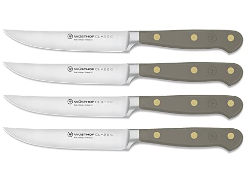 WÜSTHOF Classic Steakmesser-Satz mit 4 Messern, 12 cm, Velvet Oyster (Grau) von WÜSTHOF