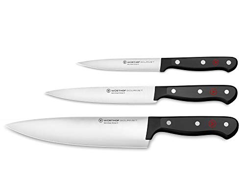 WÜSTHOF Gourmet Messersatz mit 3 Messern, 3-teiliges Set, Schwarz,silber von WÜSTHOF