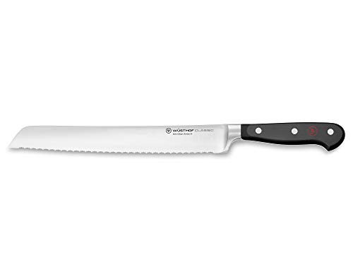 WÜSTHOF Classic Brotmesser 23 cm mit Präzisions-Doppelwelle, schwarz von WÜSTHOF