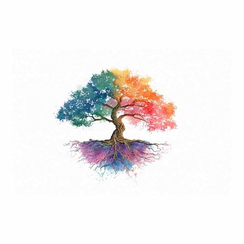 WUFIEA Baum des Lebens Modern Leinwandbild Bunter Baum Wohnzimmer Schlafzimmer Wandbild(Blau)-60x90cm Ungerahmt von WUFIEA