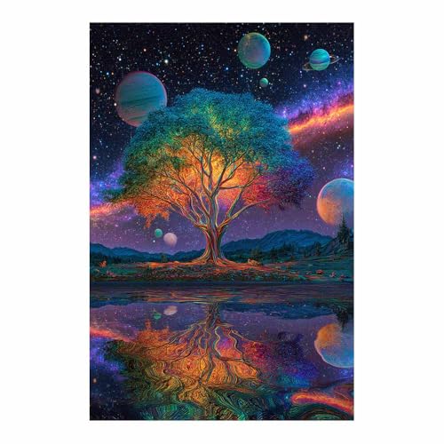 WUFIEA Baum des Lebens Modern Leinwandbild Galaxienbaum Wohnzimmer Schlafzimmer Wandbild(Schokolade Braun)-40x60cm Ungerahmt von WUFIEA