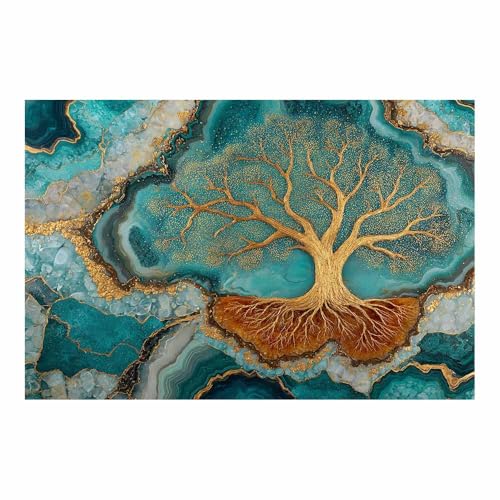 WUFIEA Baum des Lebens Modern Leinwandbild Goldener Adernbaum Wohnzimmer Schlafzimmer Wandbild(Goldene)-40x60cm Ungerahmt von WUFIEA