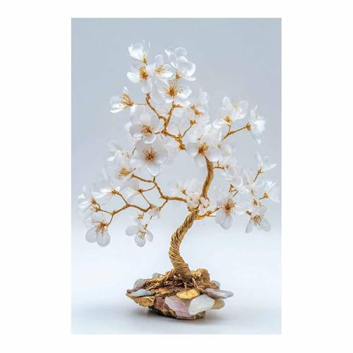 WUFIEA Baum des Lebens Modern Leinwandbild Kristallkirschbaum Wohnzimmer Schlafzimmer Wandbild(Weiß)-70x100cm Ungerahmt von WUFIEA