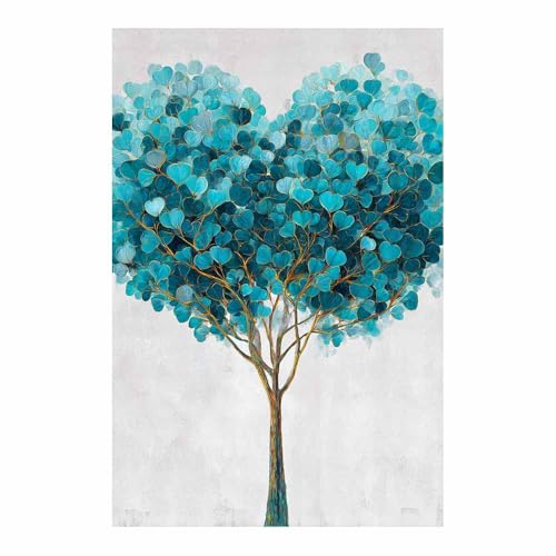 WUFIEA Baum des Lebens Modern Leinwandbild Liebesbaum Wohnzimmer Schlafzimmer Wandbild(Blau)-20x30cm Ungerahmt von WUFIEA