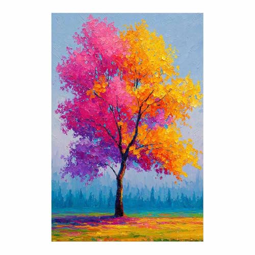 WUFIEA Baum des Lebens Modern Leinwandbild Rosa Orangenbaum Wohnzimmer Schlafzimmer Wandbild(Rosenrot)-60x80cm Ungerahmt von WUFIEA