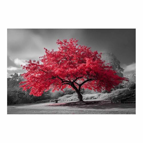 WUFIEA Baum des Lebens Modern Leinwandbild Roter Ahorn Wohnzimmer Schlafzimmer Wandbild(Rot)-20x30cm Ungerahmt von WUFIEA