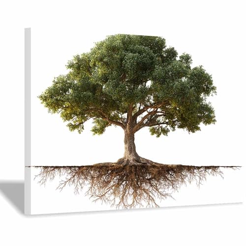 WUFIEA Baum des Lebens Modern Leinwandbild Vollständiger Baum Wohnzimmer Schlafzimmer Wandbild(Grün)-60x90cm Gerahmt von WUFIEA