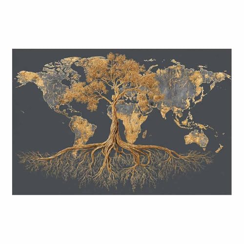 WUFIEA Baum des Lebens Modern Leinwandbild Weltenbaum Wohnzimmer Schlafzimmer Wandbild(Grau)-20x30cm Ungerahmt von WUFIEA