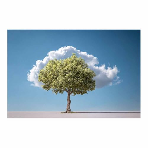 WUFIEA Baum des Lebens Modern Leinwandbild Wolkenbegleitbaum Wohnzimmer Schlafzimmer Wandbild(Grün)-60x90cm Ungerahmt von WUFIEA